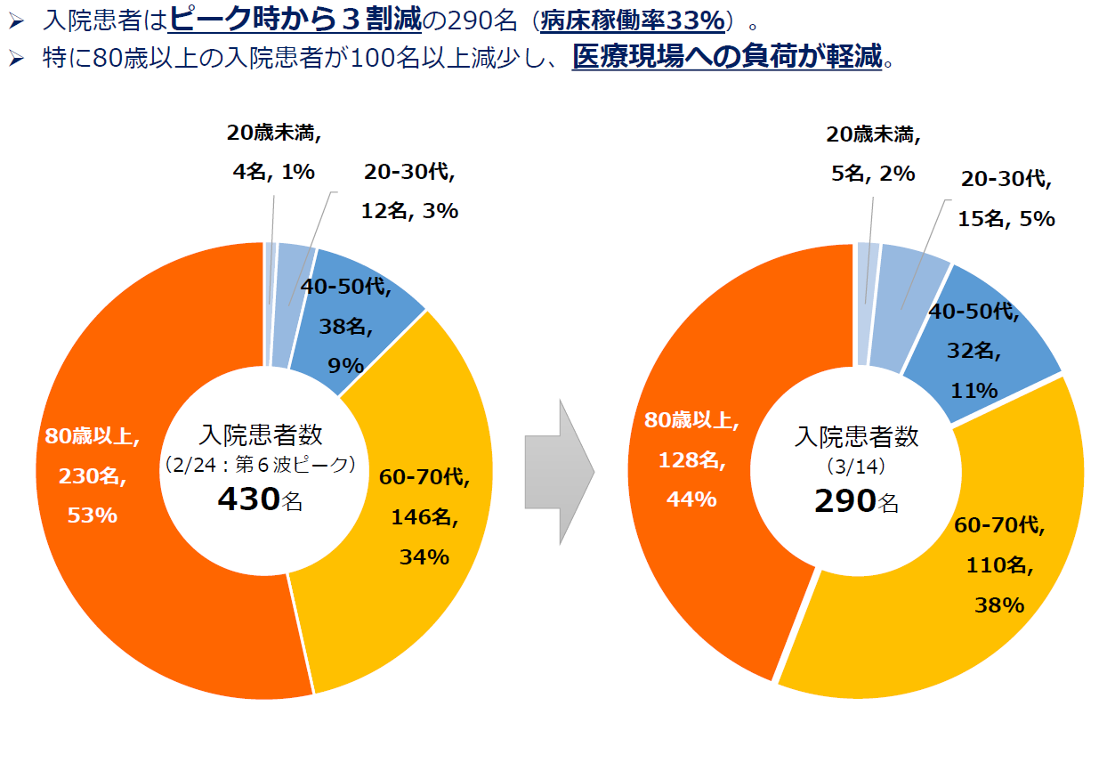 年代別の入院患者数の比較