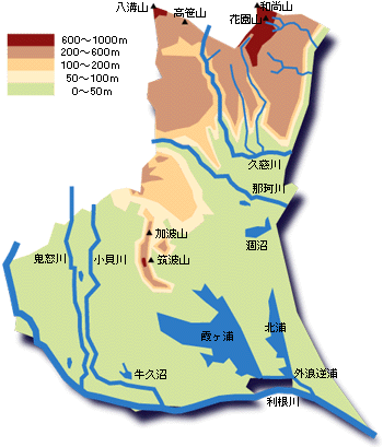 茨城県等高線地図