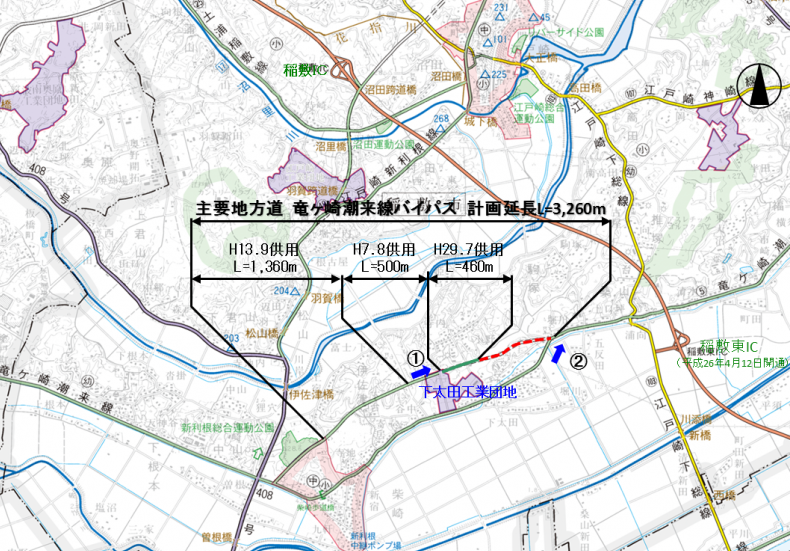 竜ケ崎潮来線位置図