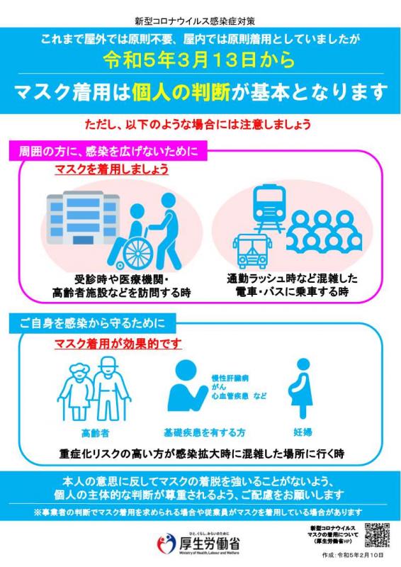 マスク着用の見直し(厚生労働省)