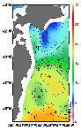 AMSRによる2025年1月17日の房総から道東沖合の海面水温5℃台から20℃台となっている