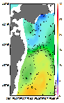 AMSRによる2025年1月24日の房総から道東沖合の海面水温6℃台から19℃台となっている