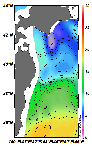 AMSRによる2025年2月25日の房総から道東沖合の海面水温3℃台から19℃台となっている